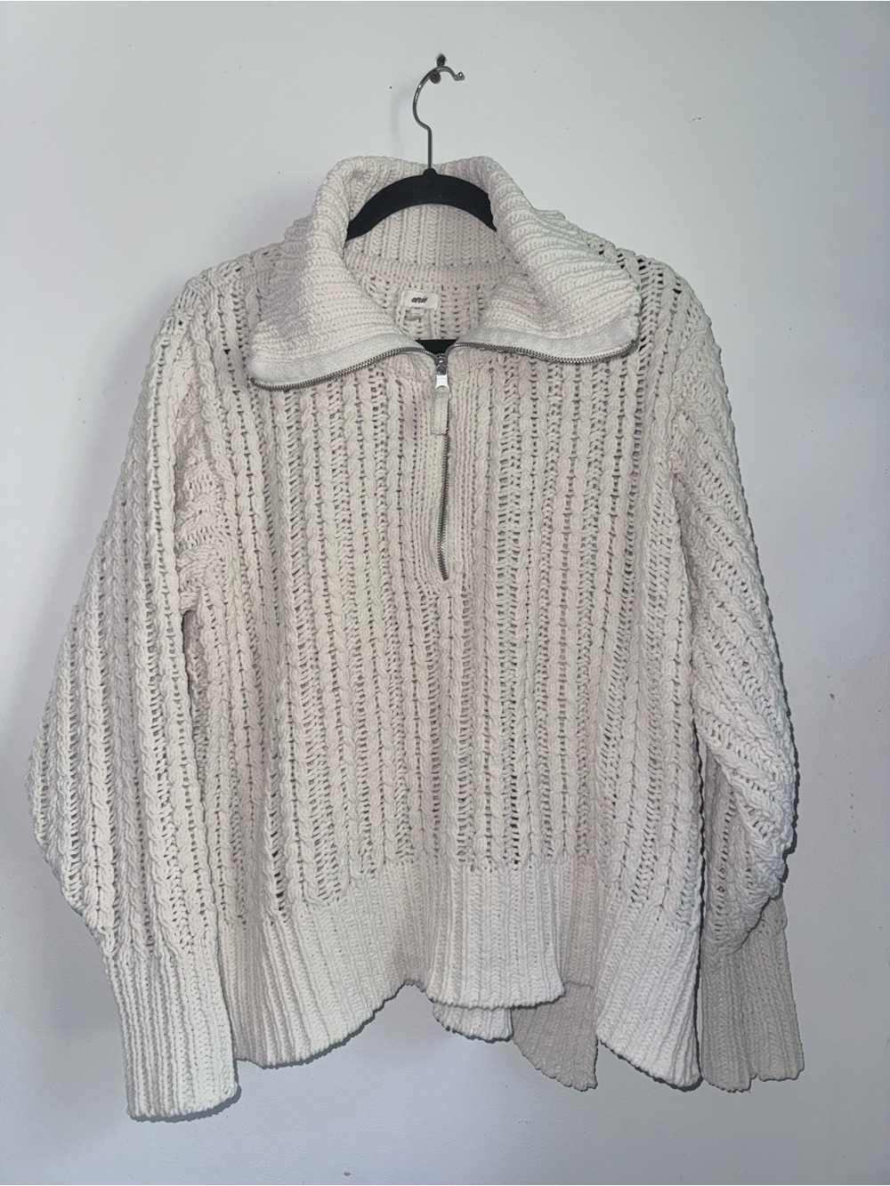 Aerie Cable Car Quarter Zip Sweater Oversized Size S